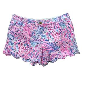 Lilly Pulitzer Buttercup Knit Scalloped Hem Shorts Raz Berry Sea You Soon Sz 14